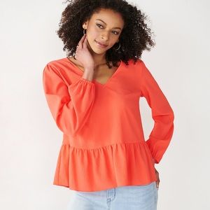 Nine West V-Neck Peplum Blouse